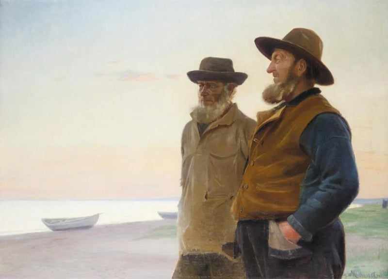 Ole Svendsen e Wolle (Ole Christoffersen) guardano il mare al tramonto. -Michael Peter Ancher