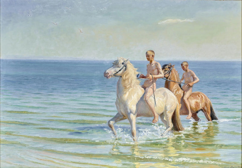 Cavalchiamo i cavalli nell'acqua. - Michael Peter Ancher