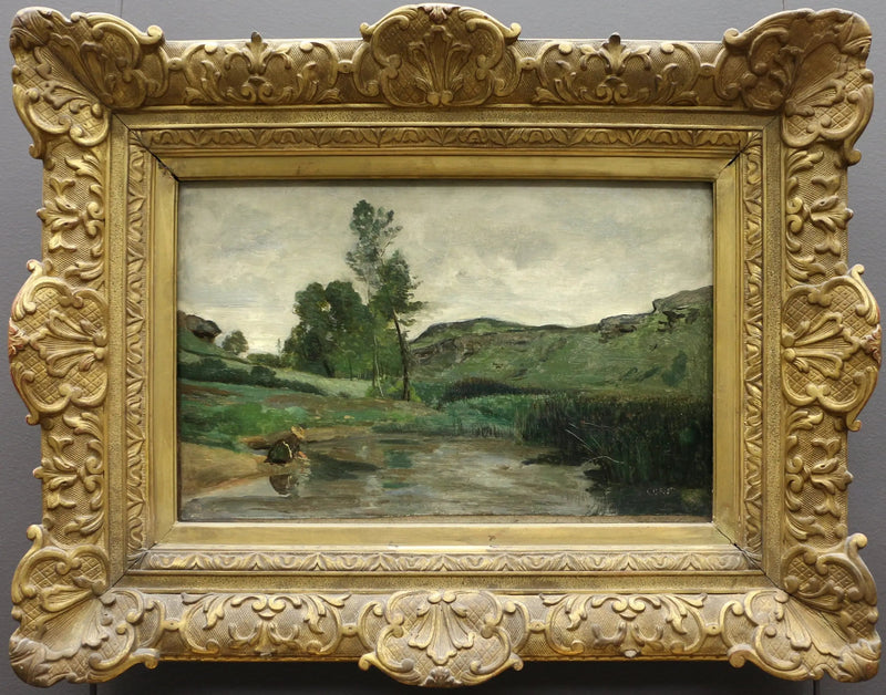Optevoz. Lavandaia sul bordo dell'acqua - Jean-Baptiste Camille Corot
