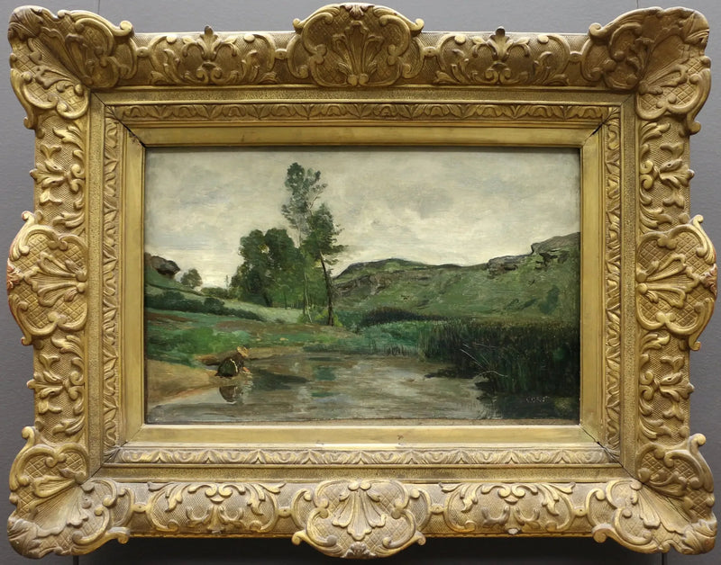 Optevoz. Lavandaia sul bordo dell'acqua - Jean-Baptiste Camille Corot