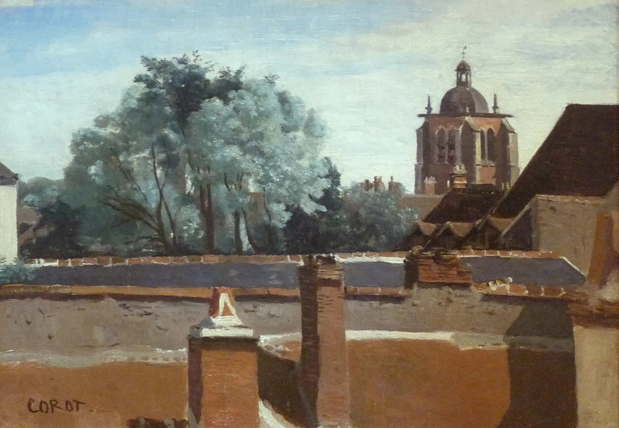 Orléans vue prise d’une fenêtre en regardant la tour Sainte-Paterne - Jean-Baptiste Camille Corot - Alpha Reproduction