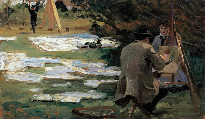 Oscar Björck dipingendo nel giardino di Brøndum - Peder Severin Krøyer