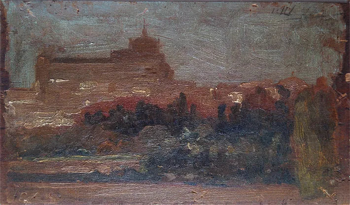 Palazzo di Madrid - retro dell'opera P491 - Eliseu Visconti
