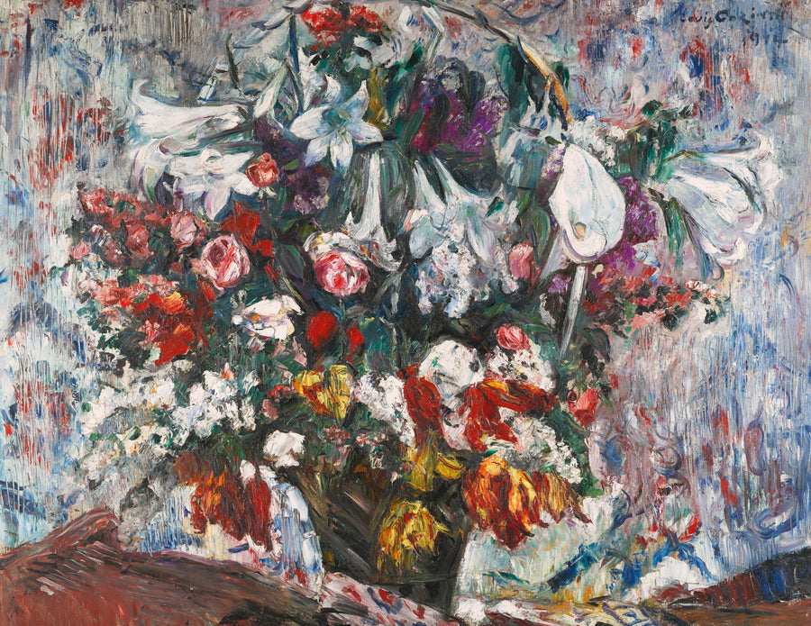 Cesto di fiori con amarilli, lillà, rose e tulipani - Lovis Corinth
