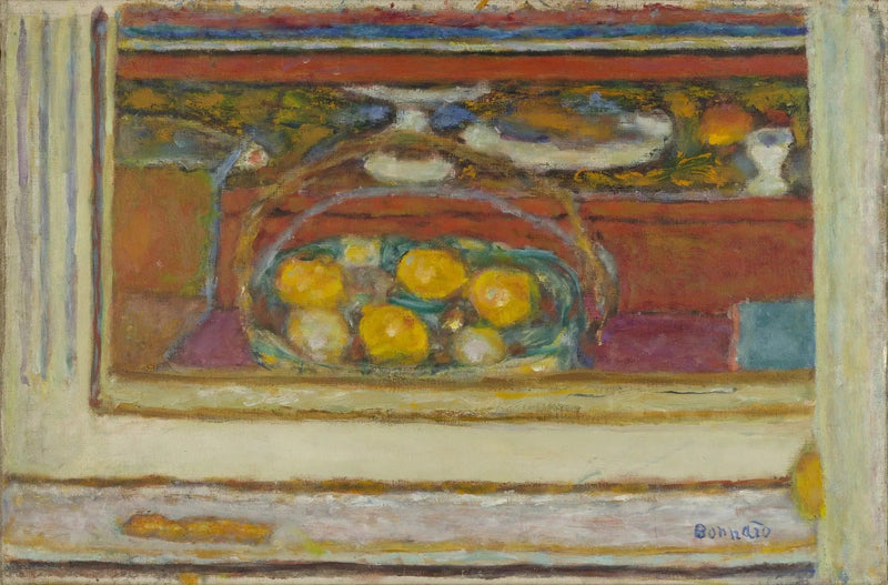 Cesto di frutta riflesso in uno specchio - Pierre Bonnard