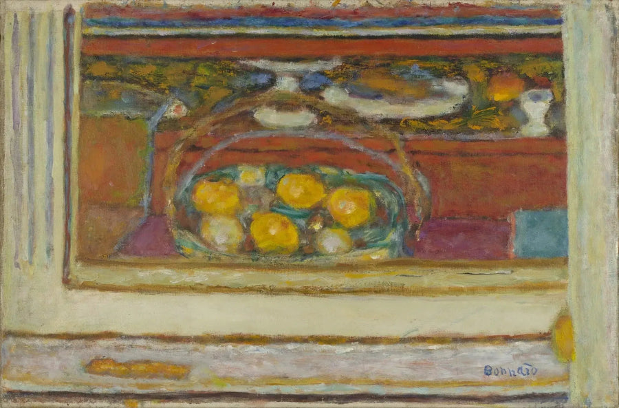 Cesto di frutta riflesso in uno specchio - Pierre Bonnard