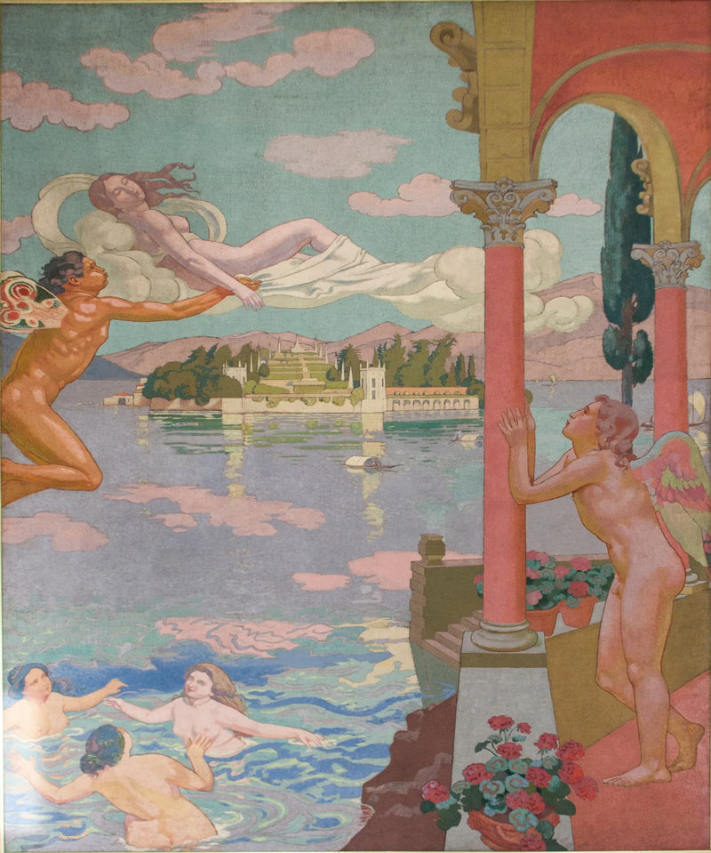 Pannello II. Il Zefiro, su ordine dell'Amore, trasporta Psiche in un'isola di delizie - Maurice Denis
