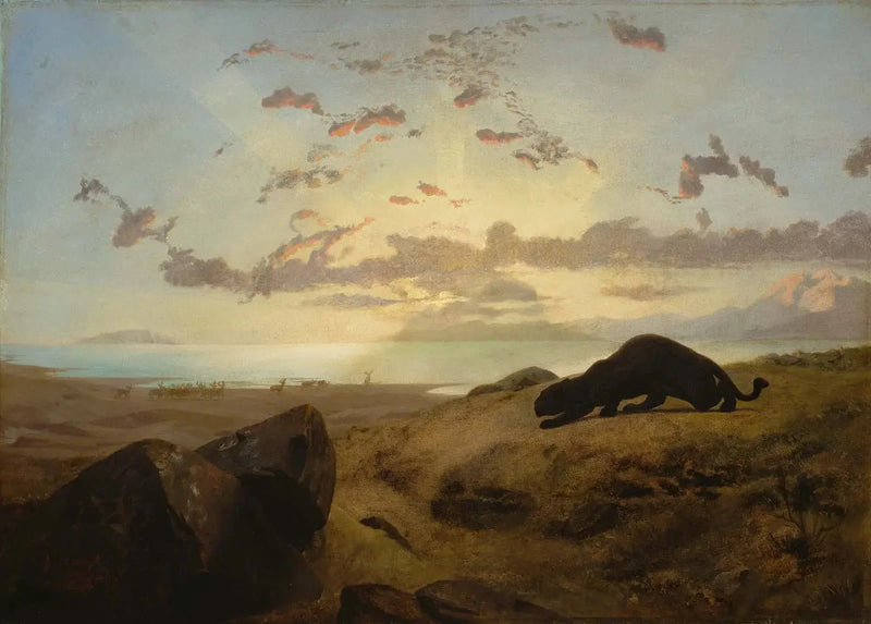 Pantera nera che insegue un branco di cervi - Jean-Léon Gérôme