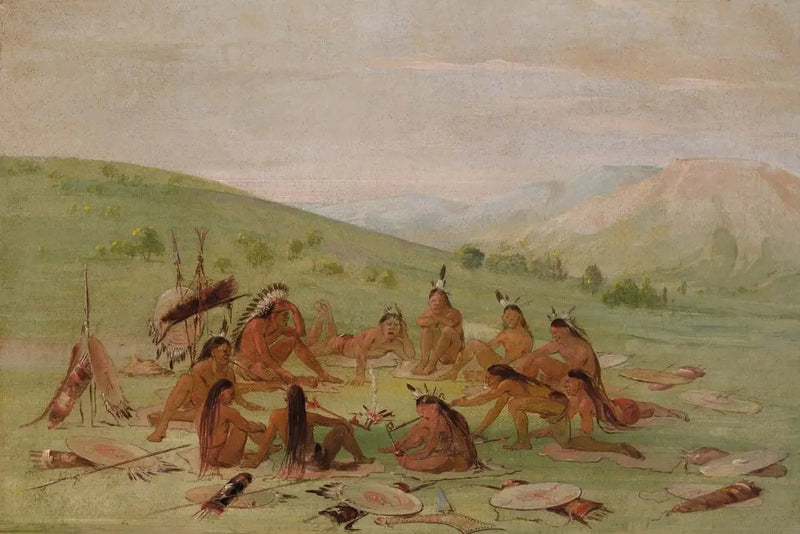 Partenza della guerra a piedi al consiglio, Mandan - George Catlin