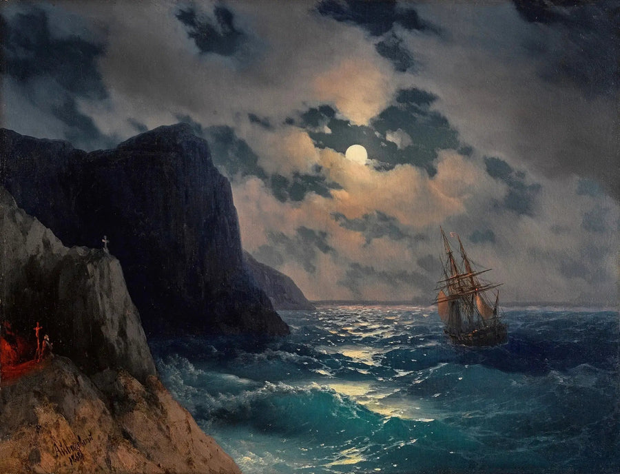 Passaggio di una nave in una notte di luna piena - Ivan Aïvazovski