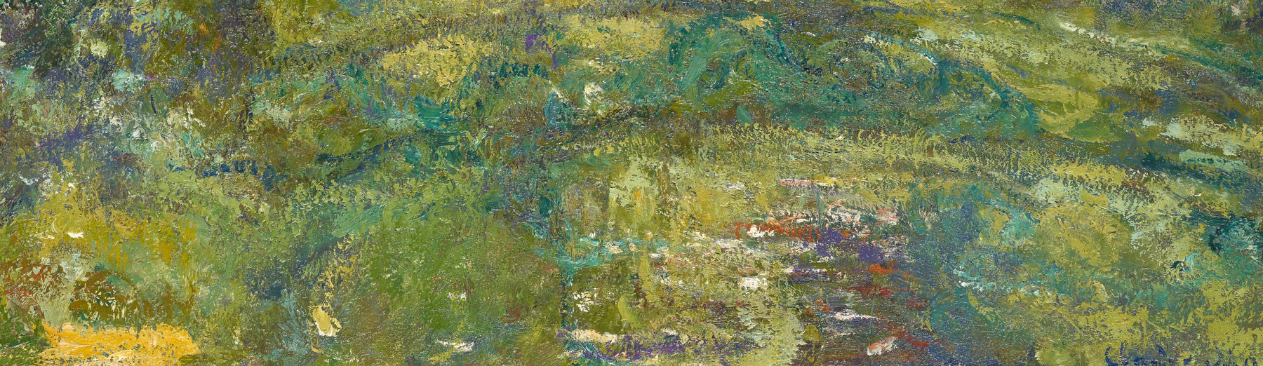 Détail de l’eau et des nymphéas dans la Passerelle W1916 de Claude Monet