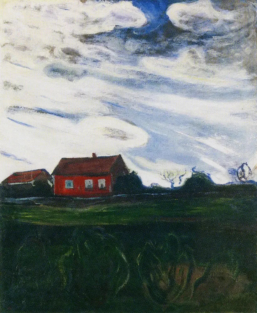 Paesaggio con casa rossa - Edvard Munch
