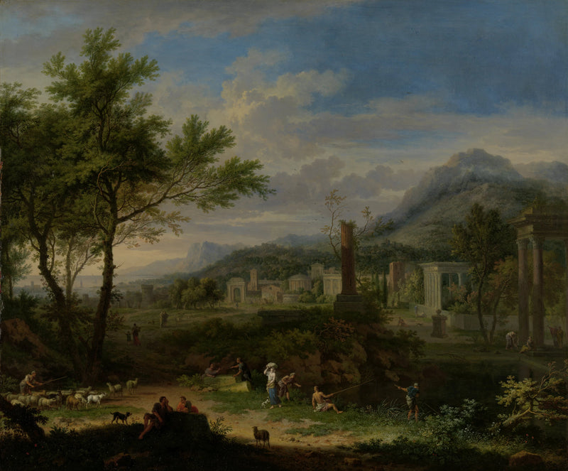 Paysage arcadien avec pêcheurs - Jan van Huysum