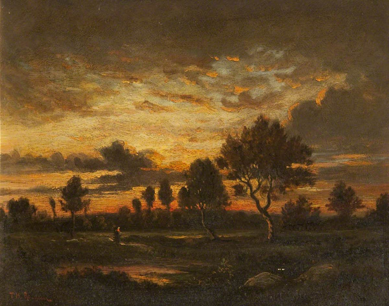 Paesaggio al tramonto - Théodore Rousseau