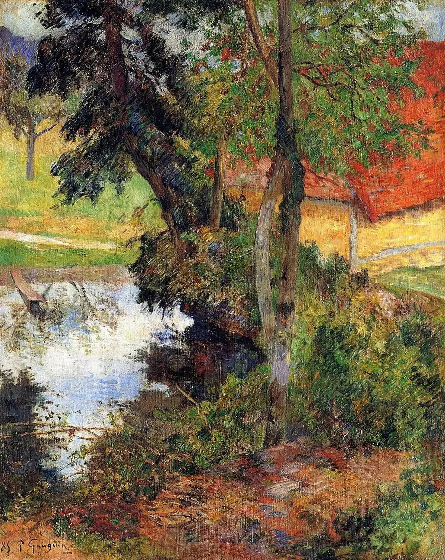 Paesaggio con tetto rosso - Paul Gauguin