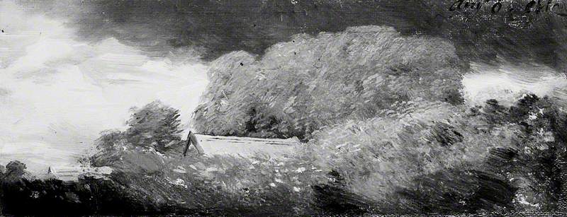 Paysage avec arbres et chalets sous un ciel bas - John Constable - Alpha Reproduction