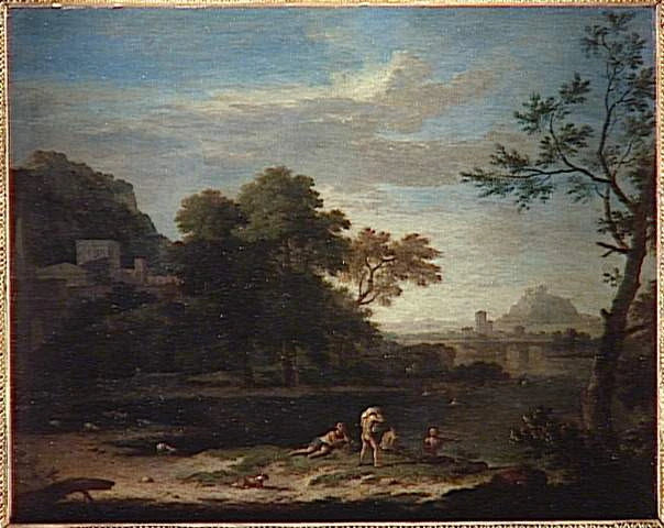Paysage avec baigneurs et architectures - Jan van Huysum