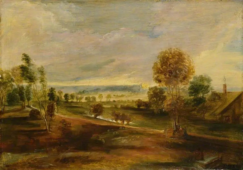 Paesaggio con edifici agricoli al tramonto - Peter Paul Rubens