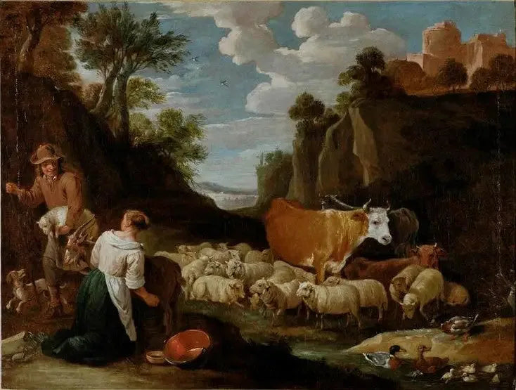 Paesaggio con pastori e bestiame - David Teniers il Giovane