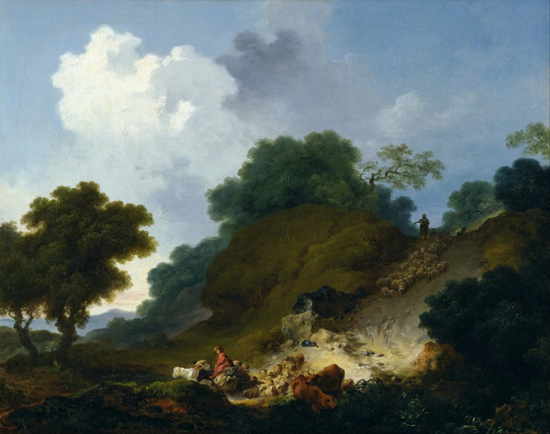 Paesaggio con pastori e gregge di pecore - Jean-Honoré Fragonard