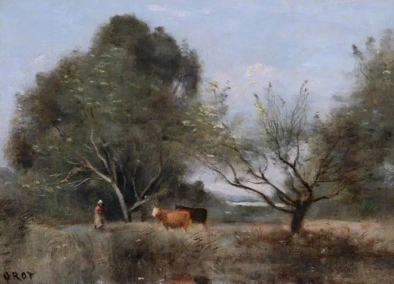Paesaggio con bestiame - Jean-Baptiste Camille Corot