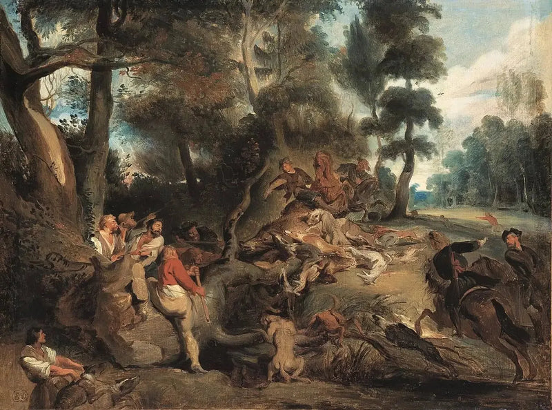 Paesaggio con caccia al cinghiale - Eugène Delacroix