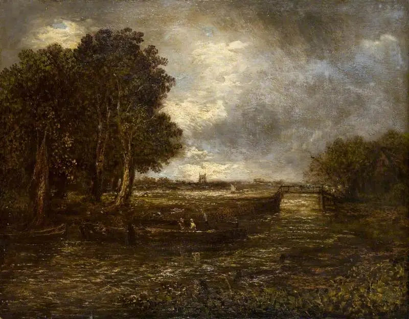 Paesaggio con chiatte su un fiume - John Constable