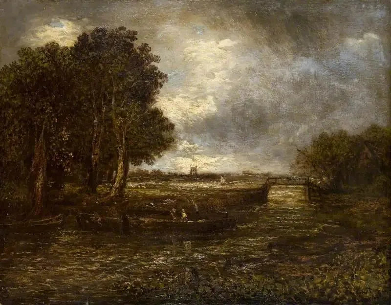 Paesaggio con chiatte su un fiume - John Constable