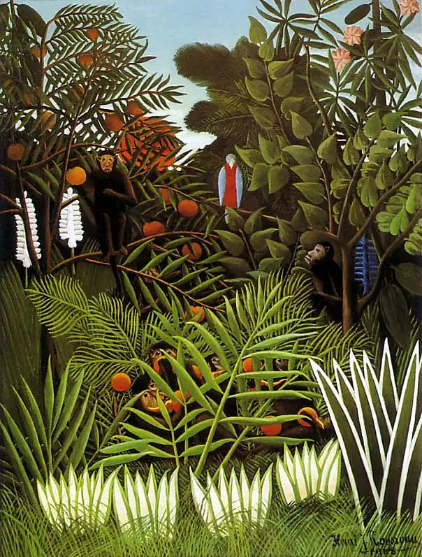 Paesaggio con scimmie esotiche e un pappagallo - Henri Rousseau