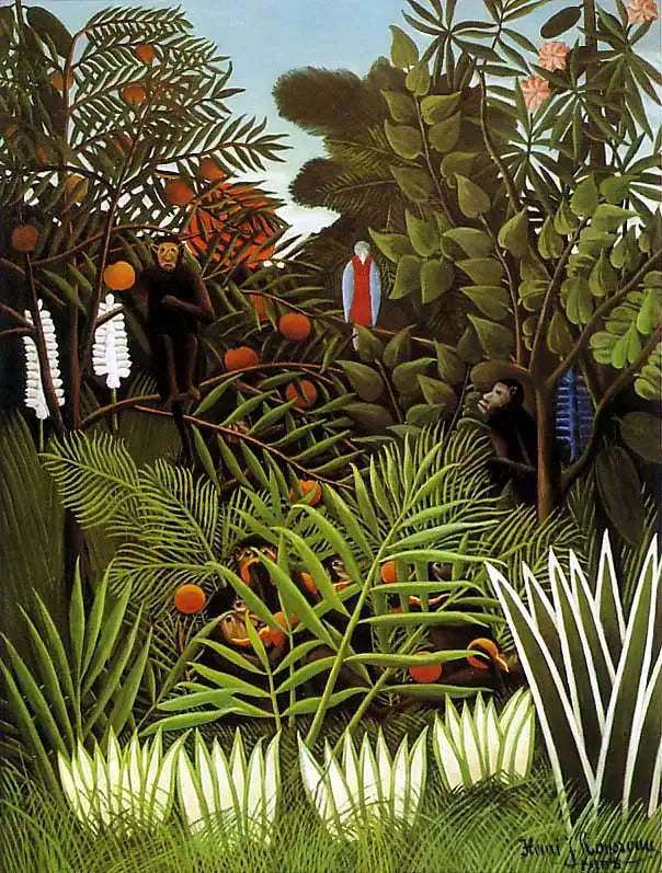 Paesaggio con scimmie esotiche e un pappagallo - Henri Rousseau