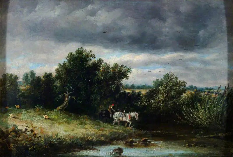 Paesaggio con due cavalli e un ruscello - John Constable