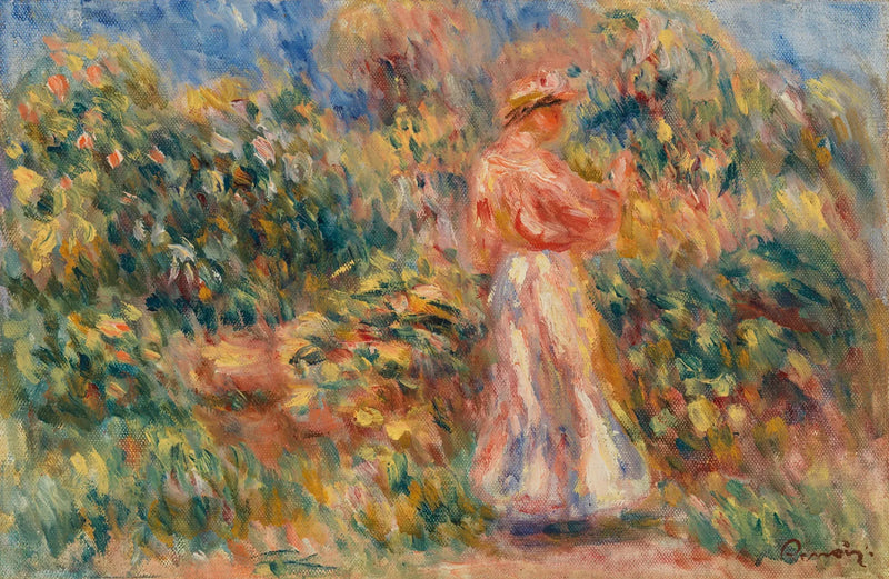 Paesaggio con donna in rosa e bianco - Pierre-Auguste Renoir