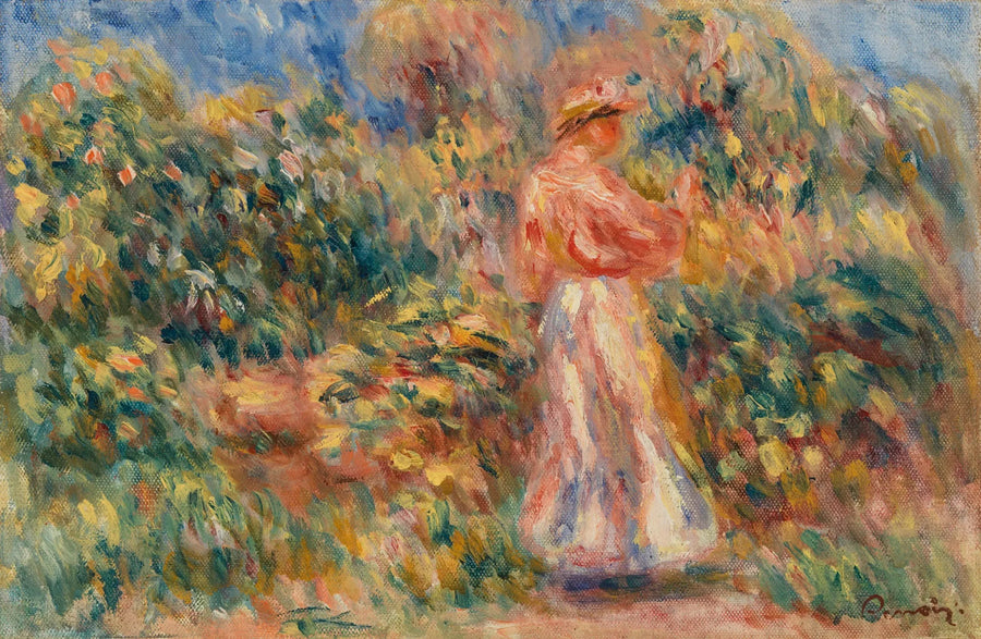 Paesaggio con donna in rosa e bianco - Pierre-Auguste Renoir