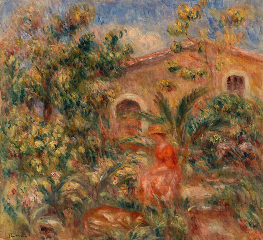 Paesaggio con donna e cane (Donna e cane in un paesaggio) - Pierre-Auguste Renoir