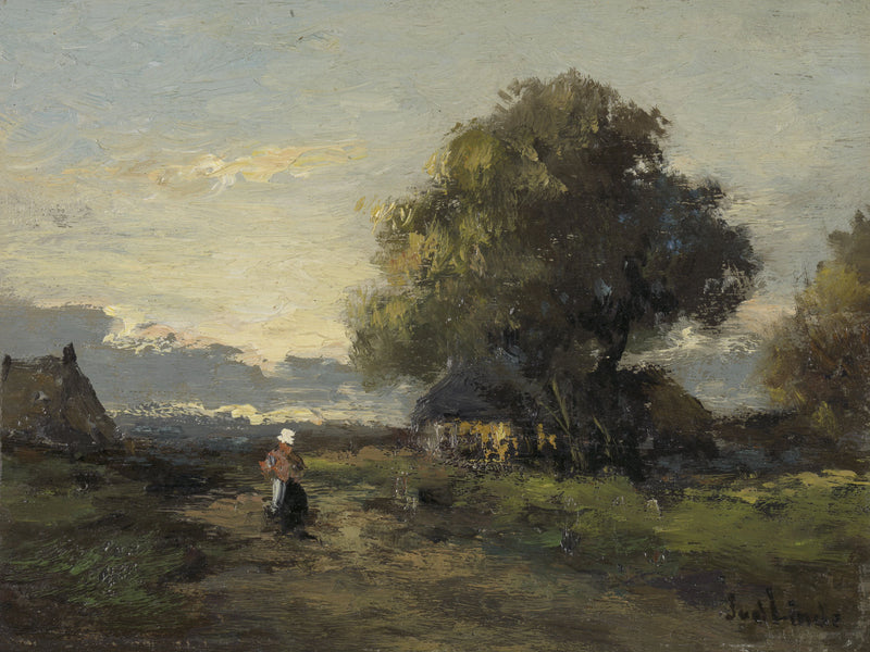 Paysage avec la femme du fermier - Jan van der Linde