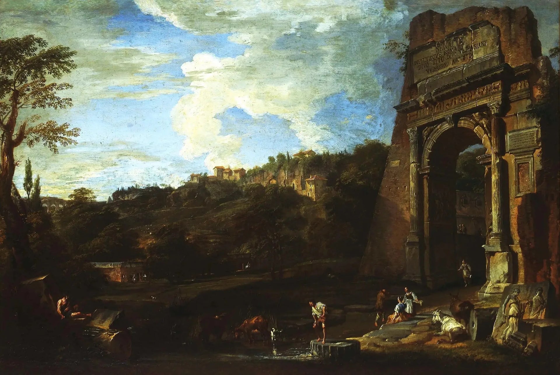 Paysage avec l'arc de Titus - Giovanni Paolo Panini image 1 tableau peint à l’huile sur toile