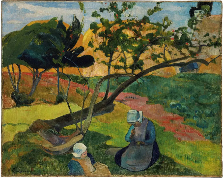 Paesaggio con donna bretonne Due - Paul Gauguin