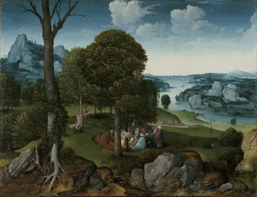 Paysage avec la prédication de saint Jean-Baptiste - Joachim Patinier image 1 tableau peint à l’huile sur toile
