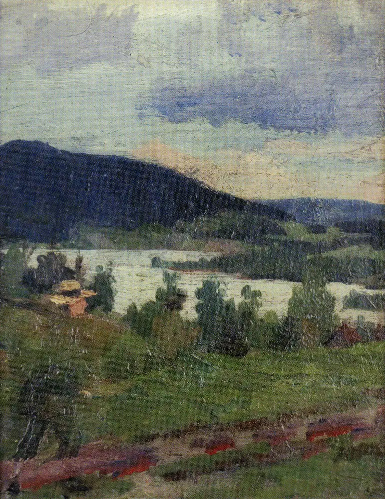Paesaggio con lago e foresta - Edvard Munch