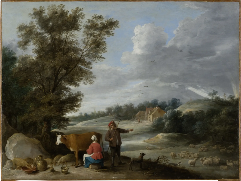 Paesaggio con laitière e pastore - David Teniers il Giovane