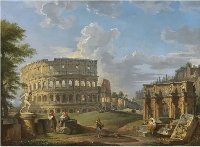 Paesaggio con il Colosseo e l'Arco di Costantino, Roma - Giovanni Paolo Panini
