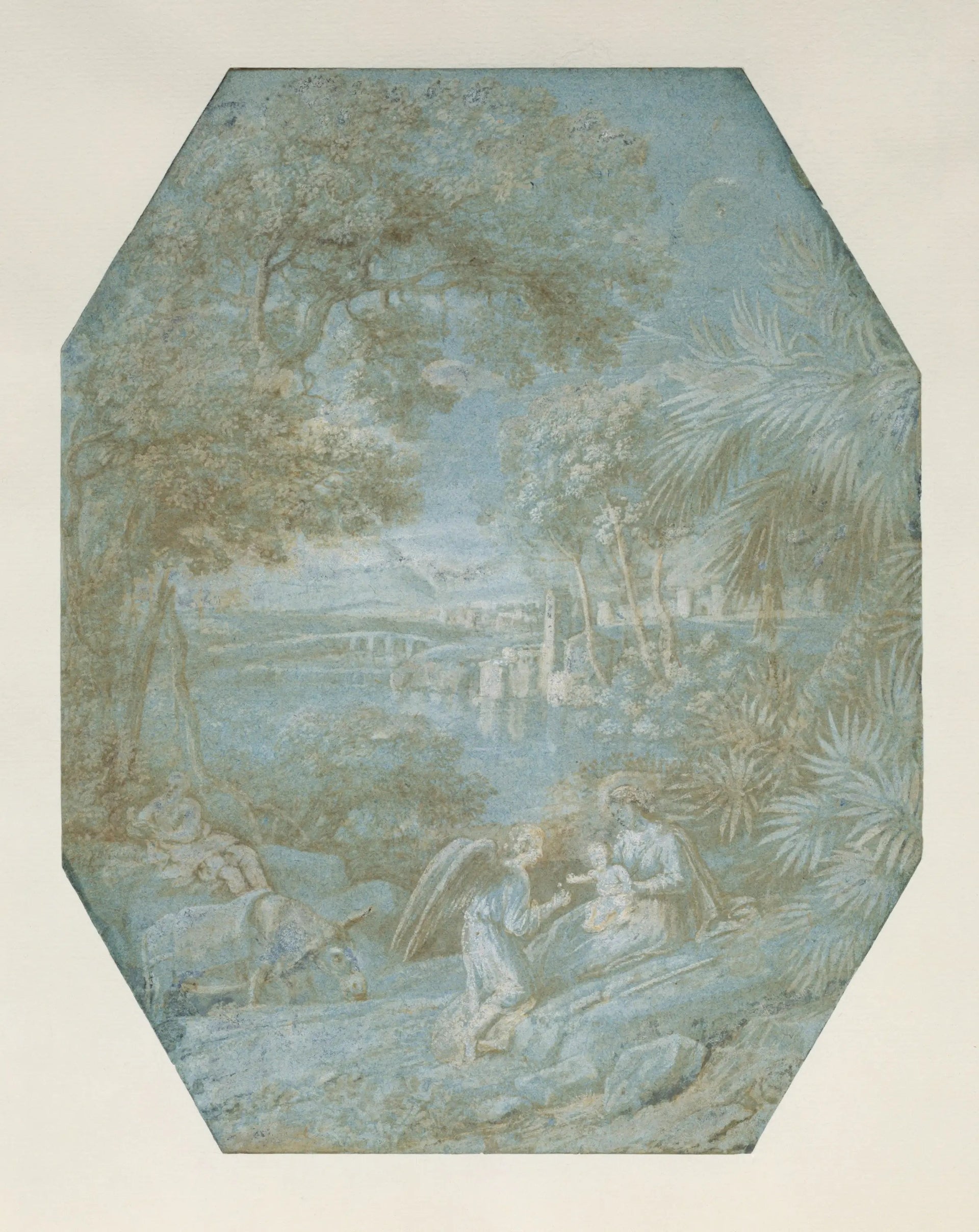 Paysage avec le repos pendant la fuite en Égypte - Claude Lorrain image 1 copie de tableau peinte à la main