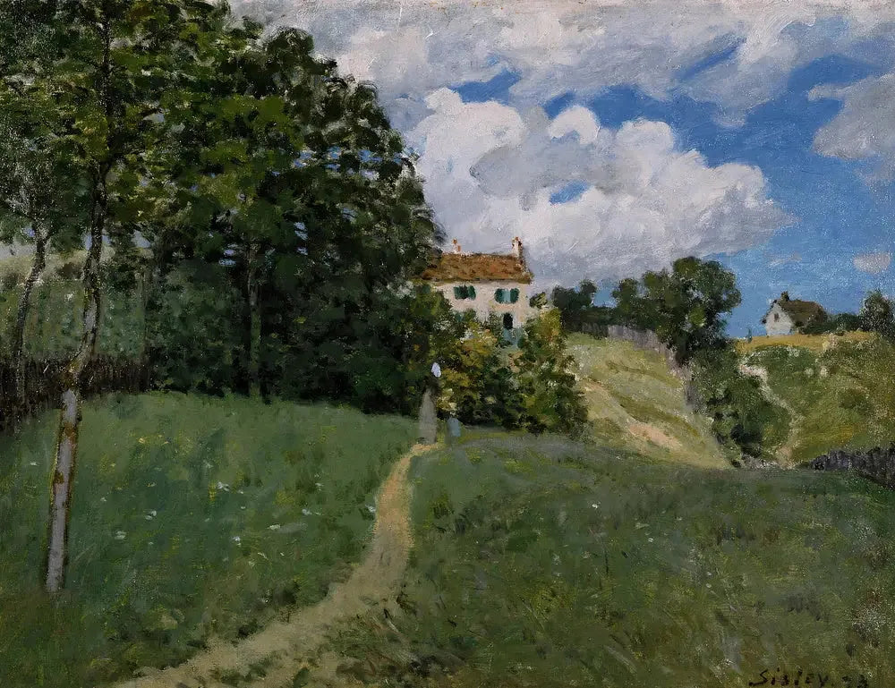 Paysage avec maisons - Alfred Sisley image 1 copie de tableau peinte à la main