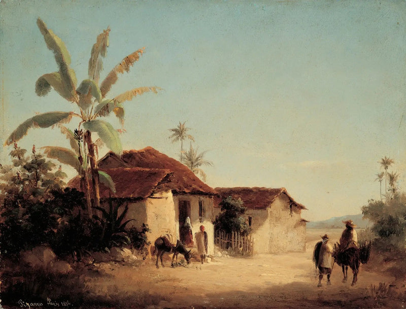 Paesaggio con case e palme - Camille Pissarro