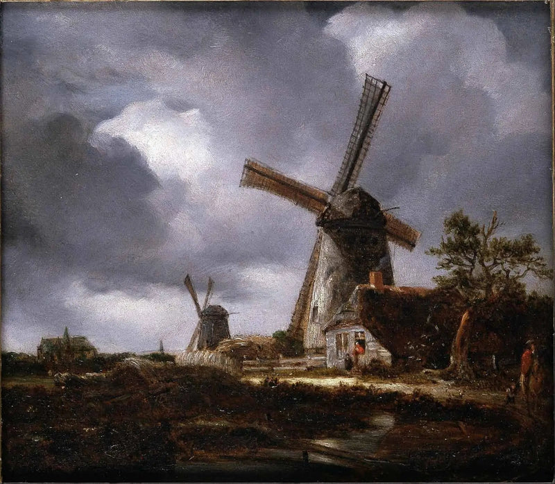 Paesaggio con mulini a vento vicino a Haarlem, d'après Jacob van Ruisdael - John Constable