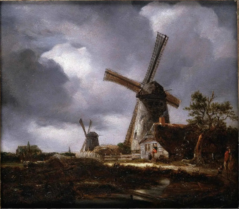 Paesaggio con mulini a vento vicino a Haarlem, d'après Jacob van Ruisdael - John Constable