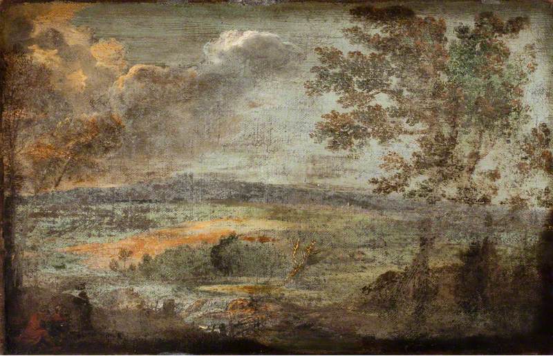 Paesaggio con personaggi sul bordo di un fiume - Annibale Carracci