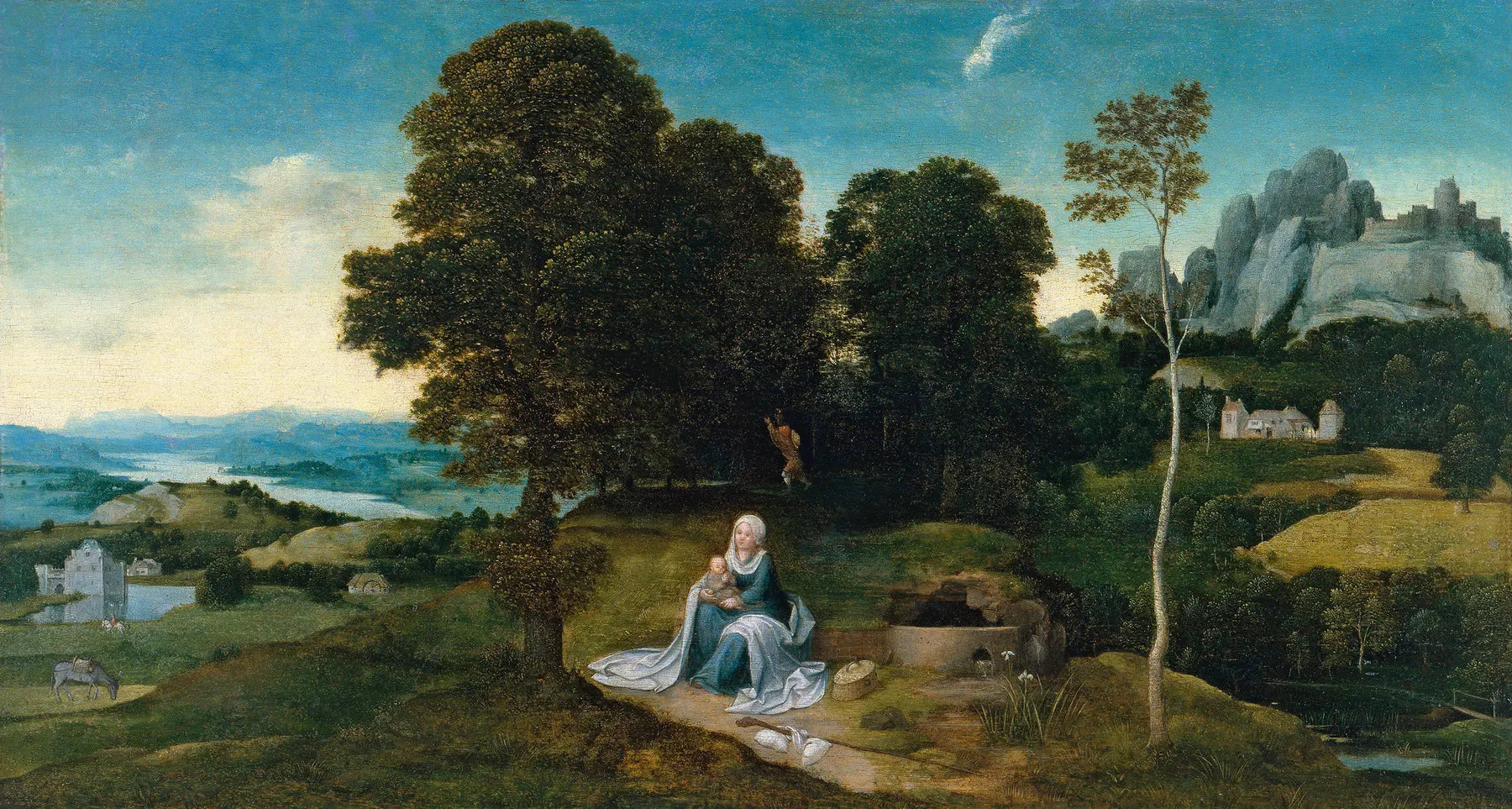 Paysage avec Repos pendant la Fuite en Égypte - Joachim Patinier image 1 copie peinte à la main à l’huile