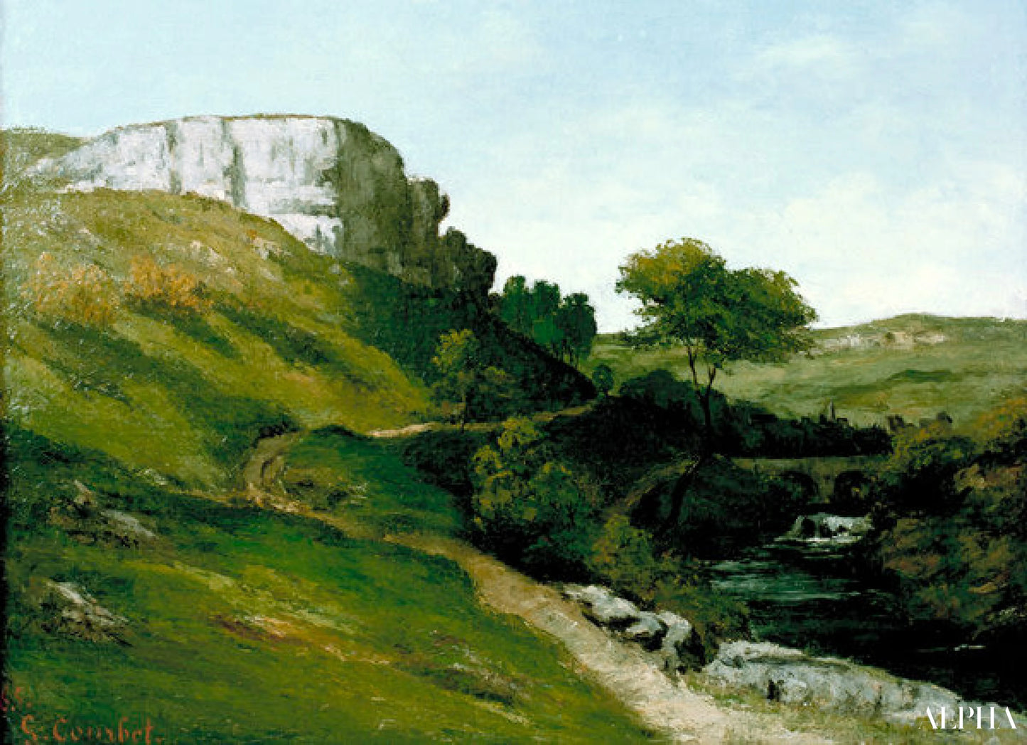 Paesaggio con fiume - Gustave Courbet - Riproduzioni di quadri e dipinti di alta gamma