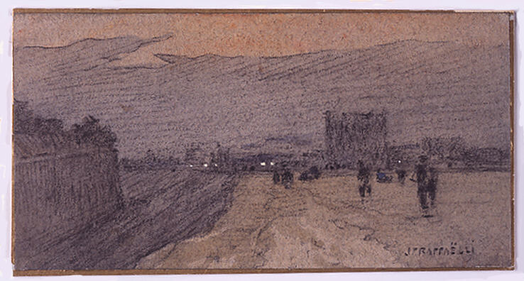 Paesaggio con strada che si avvicina alla città - Jean-François Raffaellois